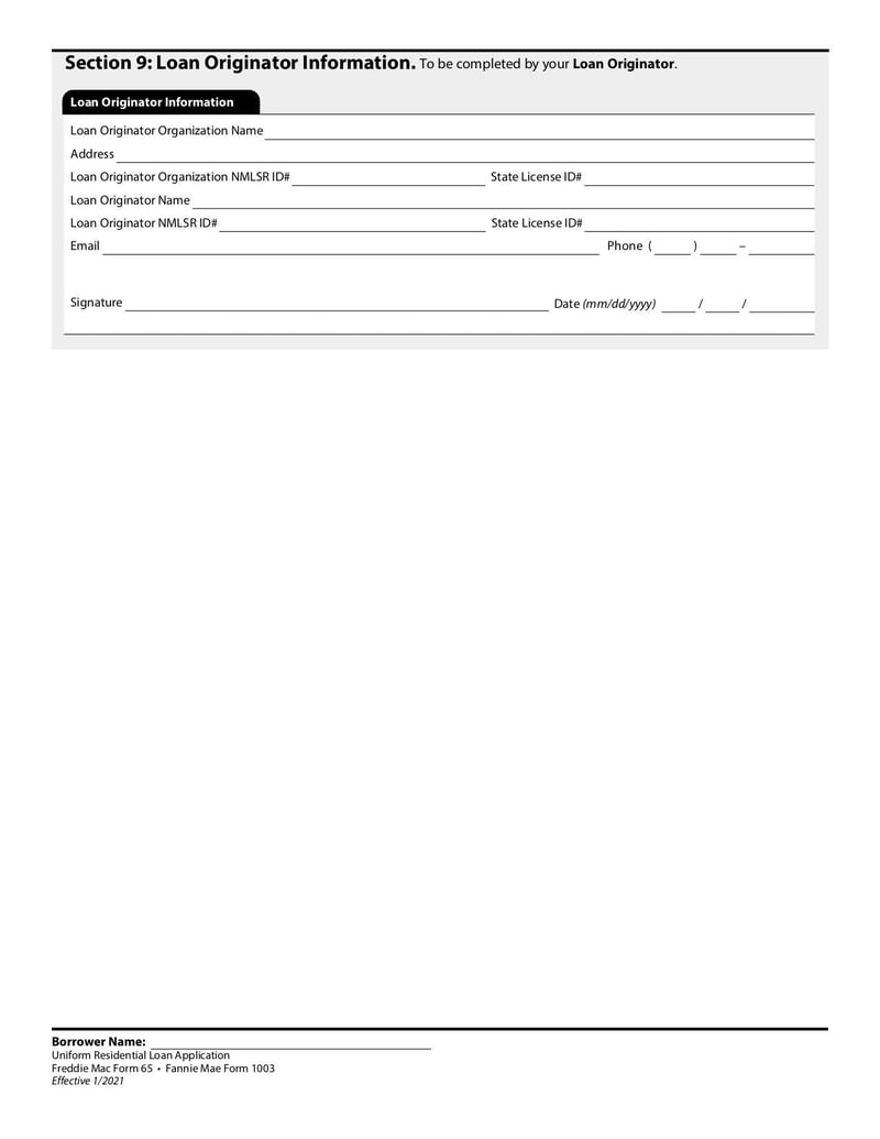 Large thumbnail of Uniform Residential Loan Application Freddie Mac Form 65 - Apr 2020