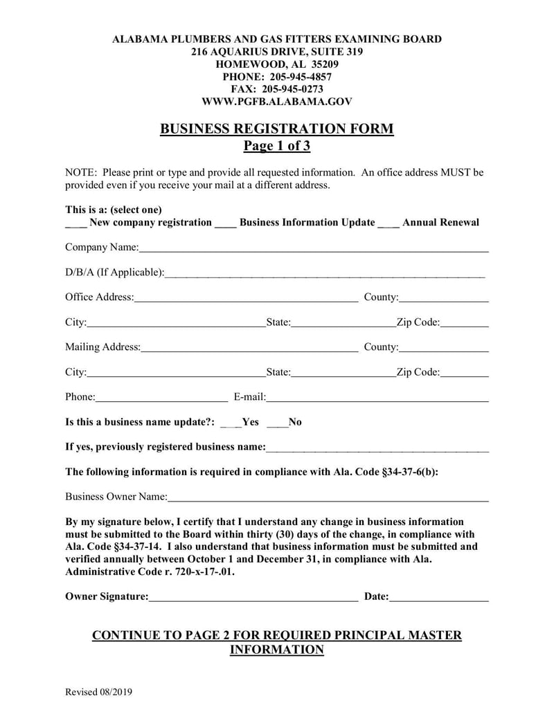 Large thumbnail of Business Registration Form - Sep 2019