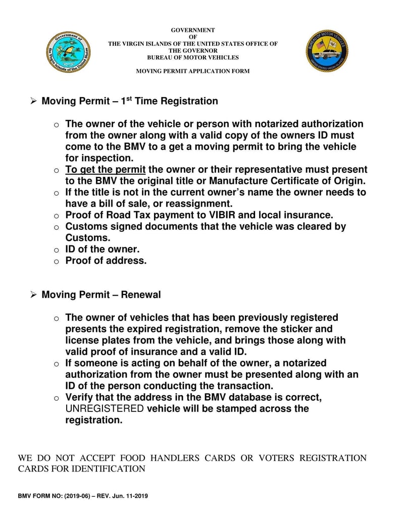 Large thumbnail of Virgin Islands Moving Permit Application Form