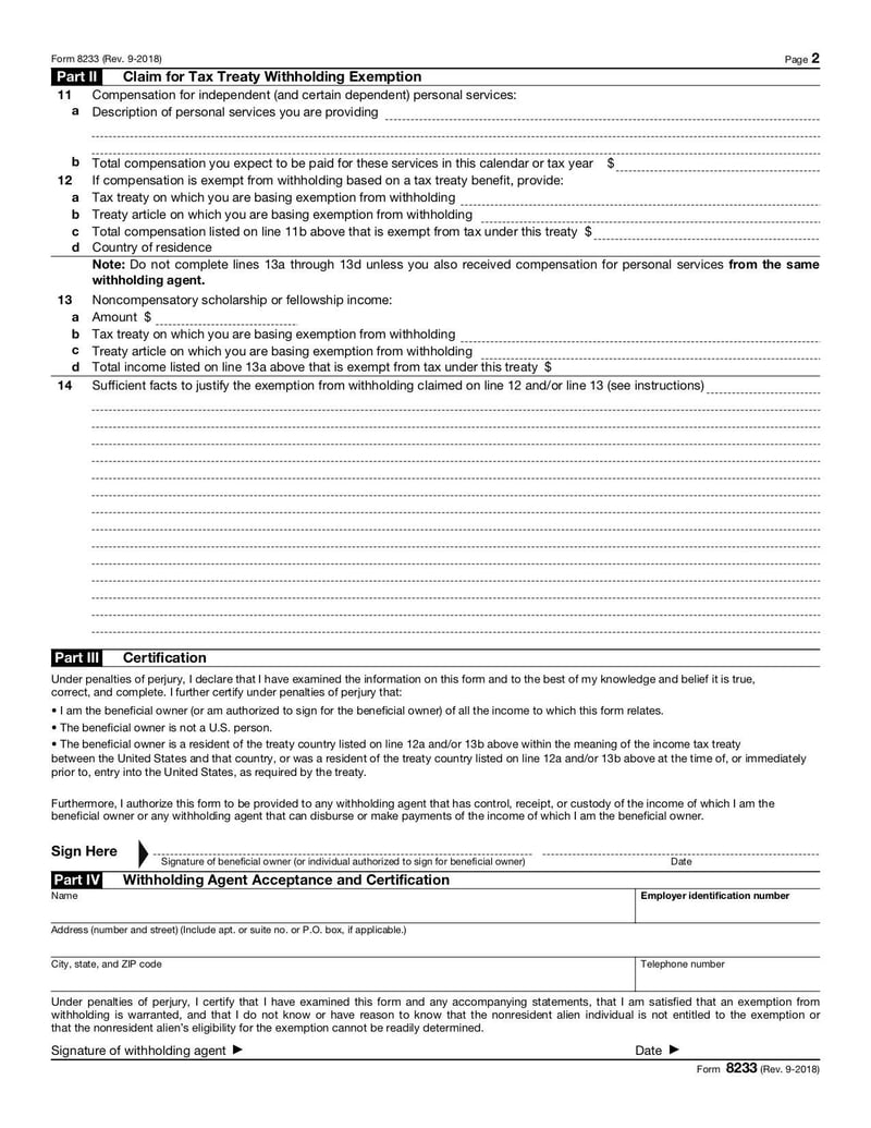 Large thumbnail of Form 8233 - Sep 2018