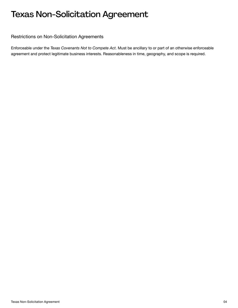 Non-Solicitation Agreement Texas for restricting solicitation of staff or clients in accordance with Texas state law
