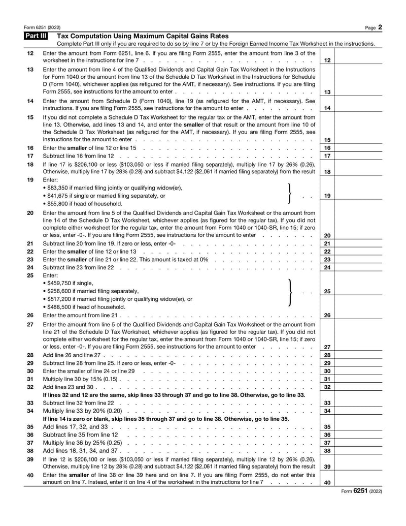 Large thumbnail of Form 6251 - Jan 2022