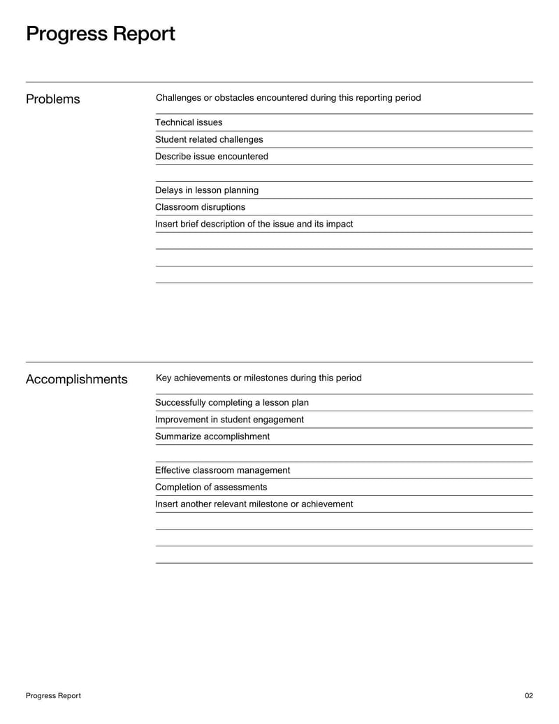 Progress Report Template for Teachers Edit online for free with Lumin