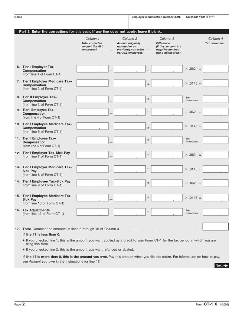 Large thumbnail of Form CT-1 X - Jan 2009