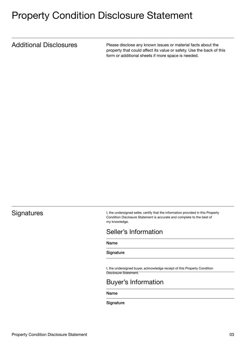 New York Property Condition Disclosure Statement detailing a property's condition for prospective buyers