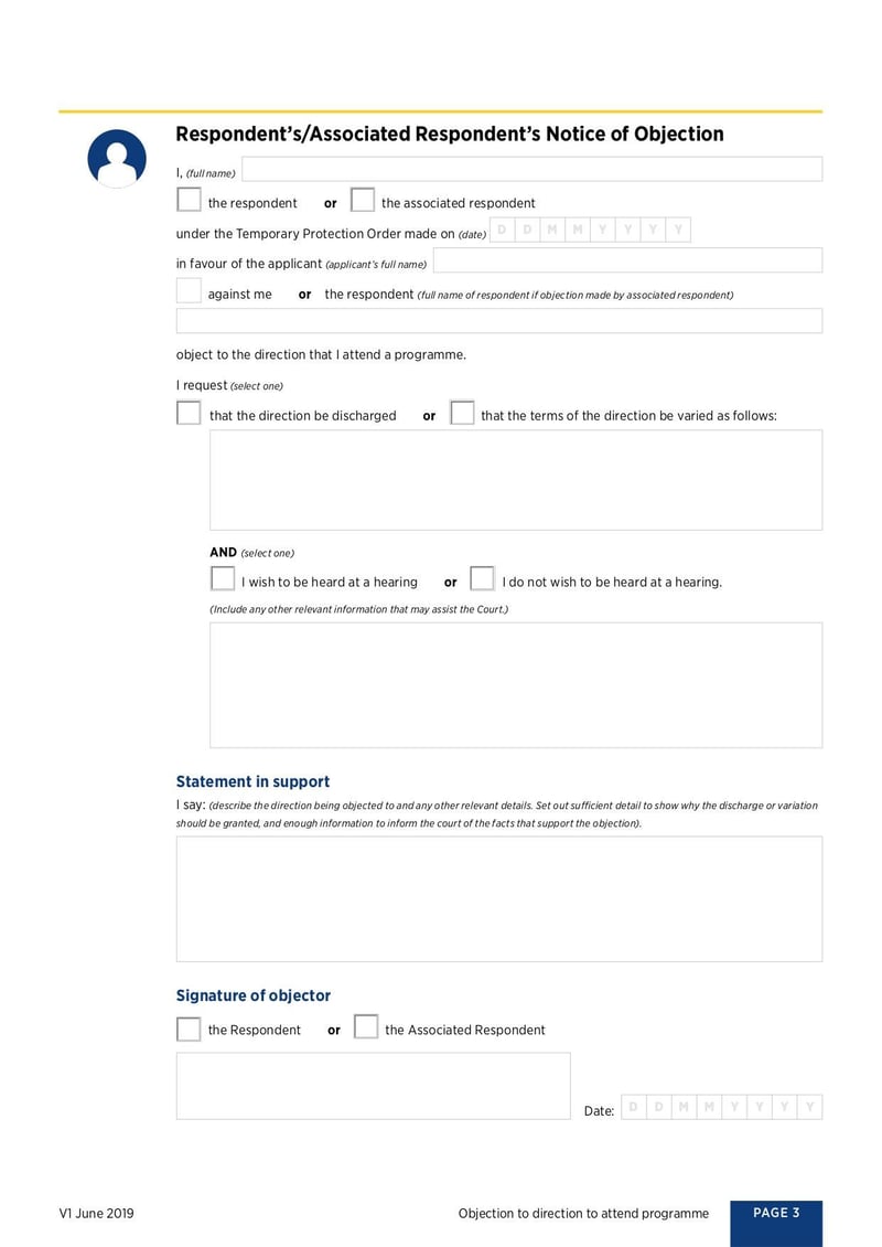 Large thumbnail of Objection to Attend Programme Form - Jun 2019