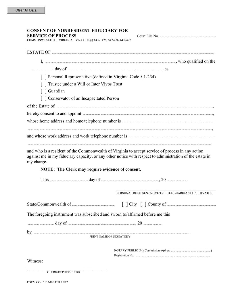 Large thumbnail of Form CC-1610 - Dec 2010