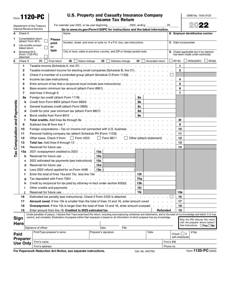 Large thumbnail of Form 1120-PC - Jan 2022