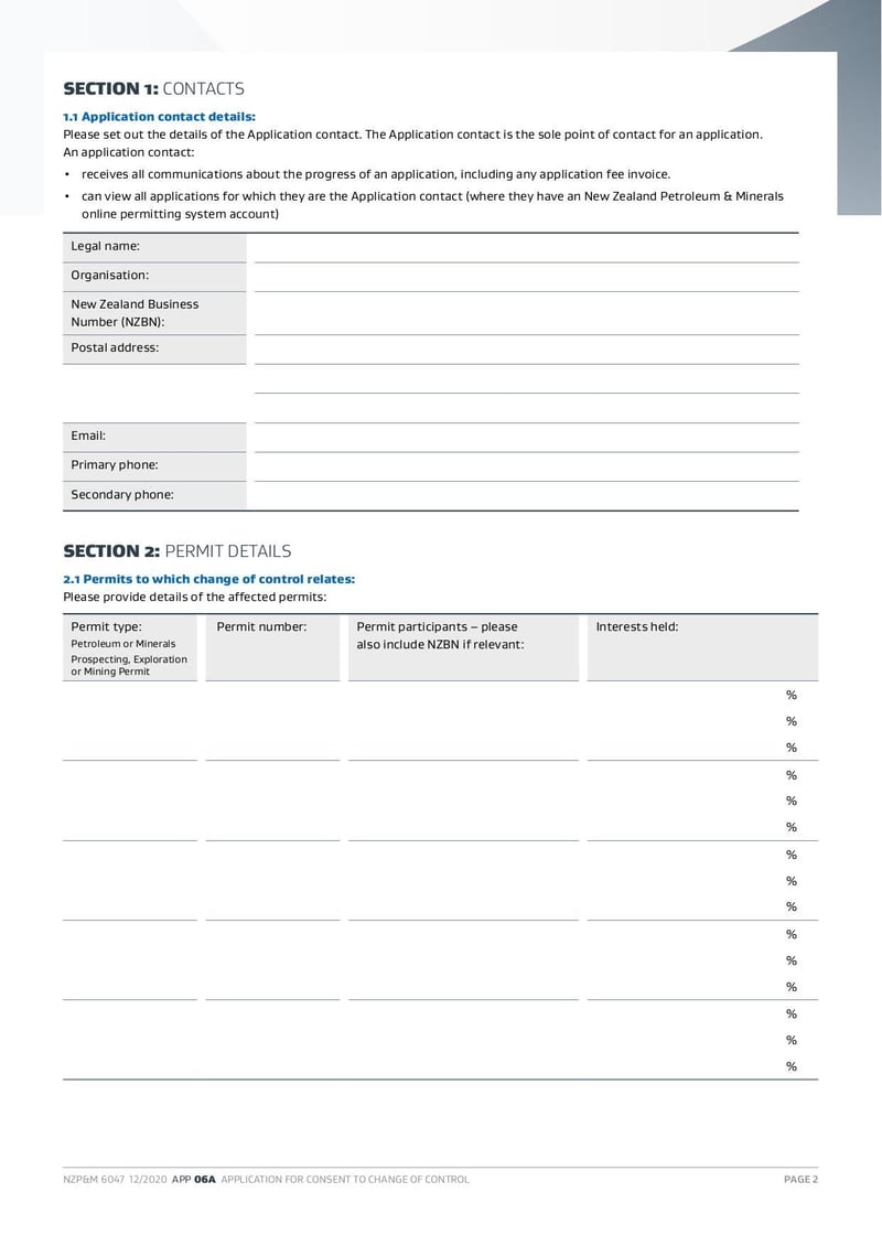 Large thumbnail of Application for Consent to Change of Control for a Permit Operator of a Tier 1 Permit only - Dec 2020