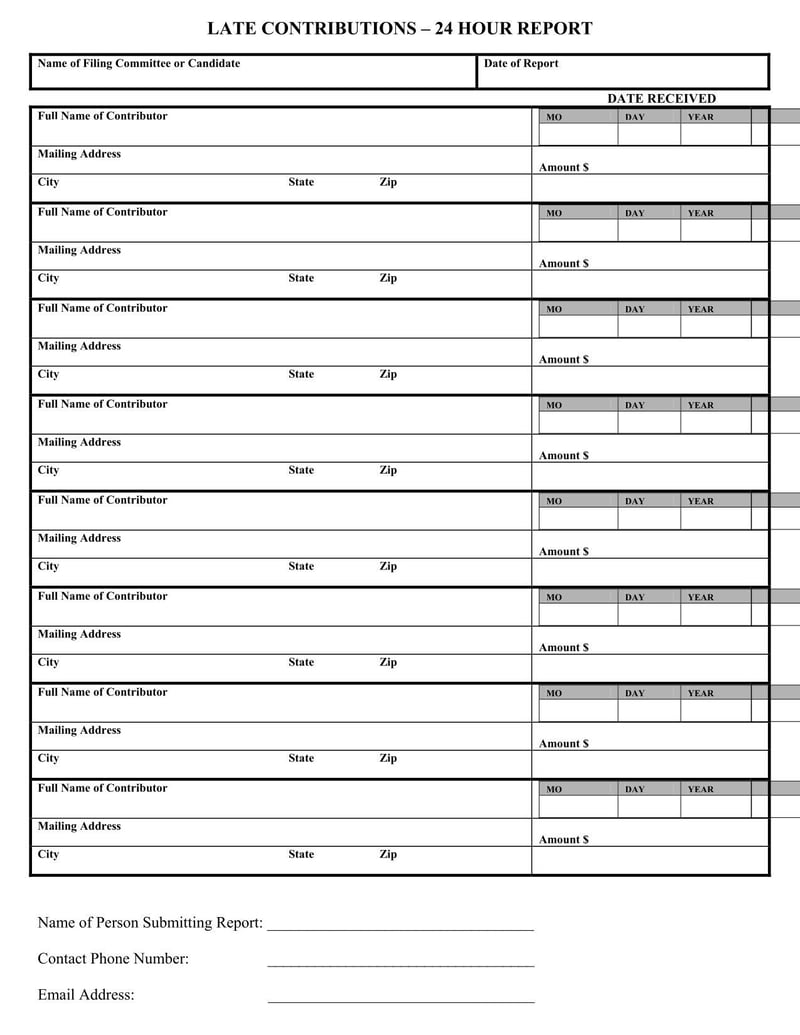 Large thumbnail of Pennsylvania Late Contributions-24 Hour Report