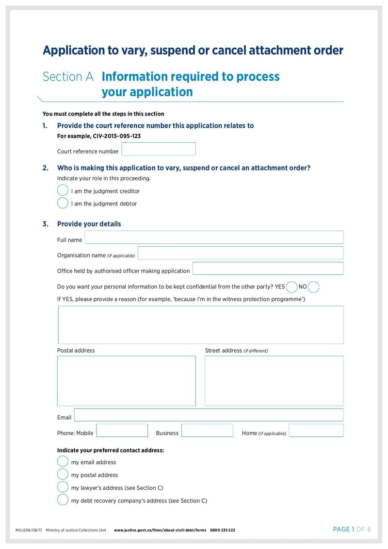 Large thumbnail of Application Form to Vary Suspend Cancel Attachment Order - Aug 2017