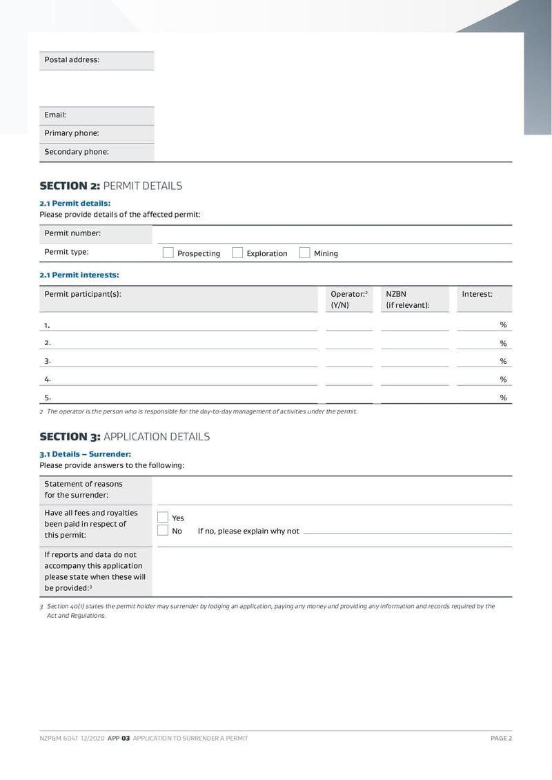 Large thumbnail of Application to Surrender a Permit - Dec 2020