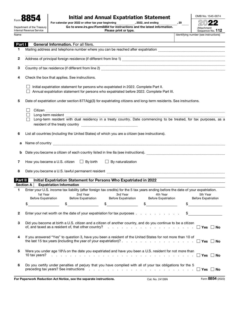 Form 8854 | Fill and sign online with Lumin