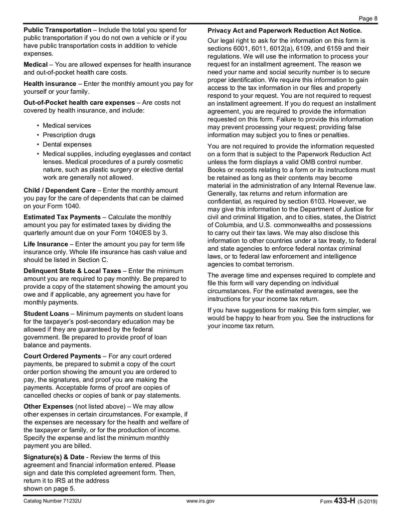 Large thumbnail of Form 433-H - May 2019