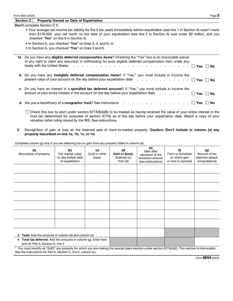 Large thumbnail of Form 8854 - Jan 2022