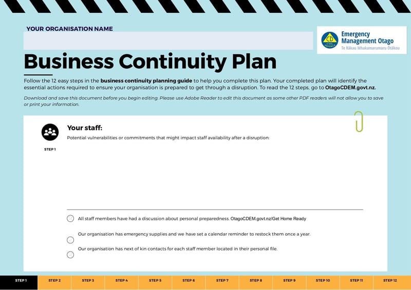 Thumbnail of Template Business Continuity Plan - Nov 2021 - page 0