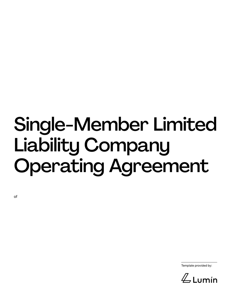 Single-Member LLC Operating Agreement for sole proprietors forming a limited liability company