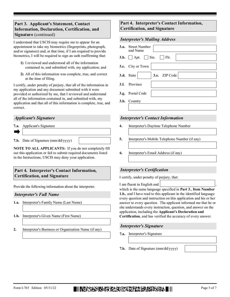 Large thumbnail of Form I-765 - Oct 2022