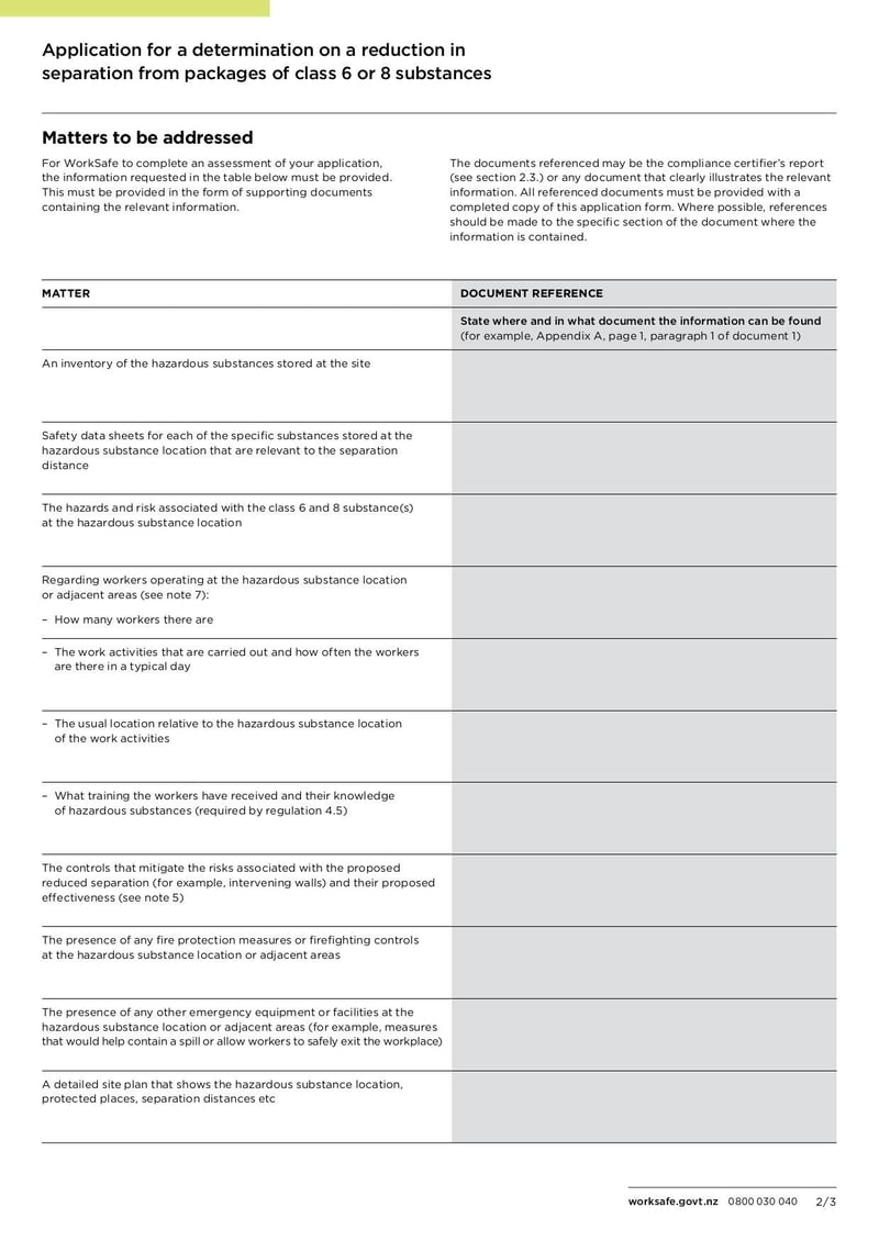 Large thumbnail of Application for a Determination on a Reduction in Separation from Packages of Class 6 or 8 Substances - Feb 2022