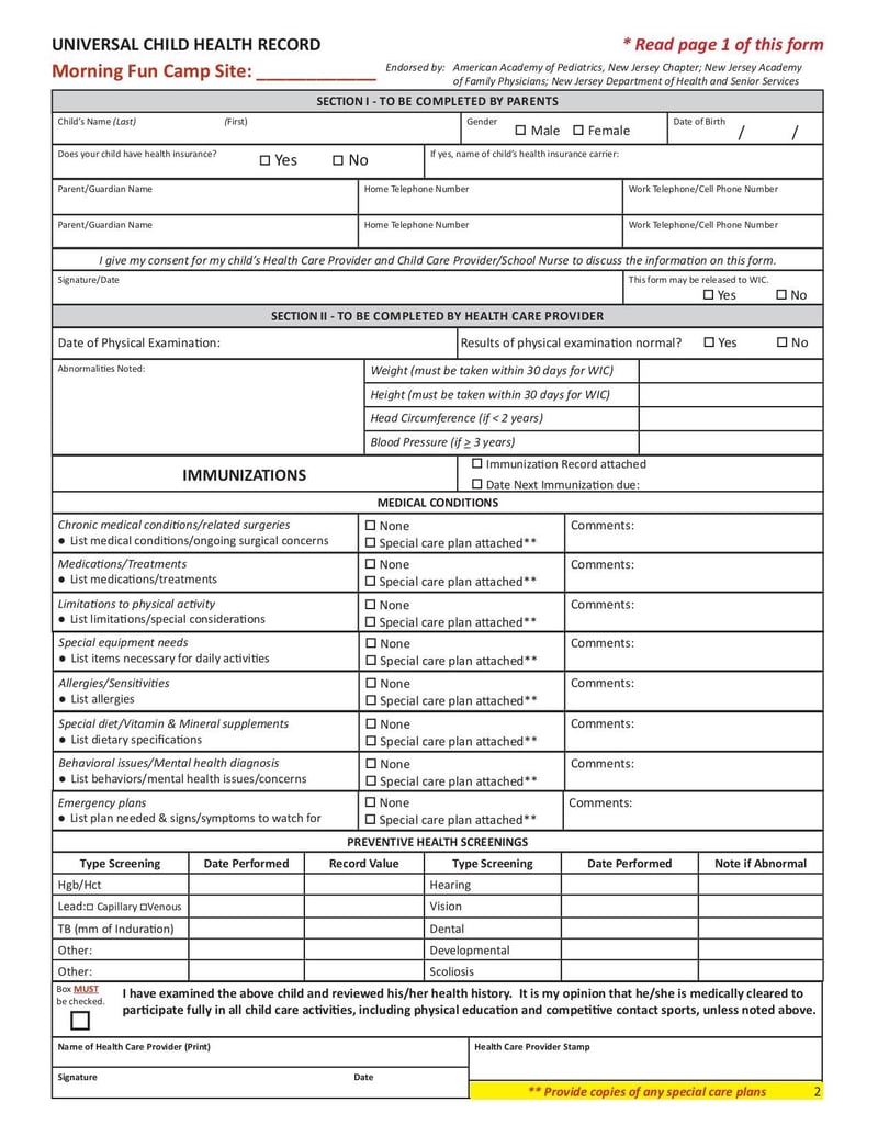 Large thumbnail of Morning Fun Camp Registration Form - Apr 2019