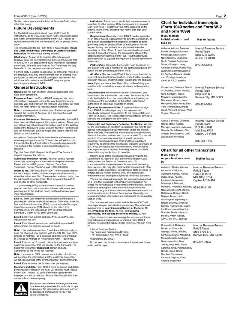 Large thumbnail of Form 4506-T - 2024