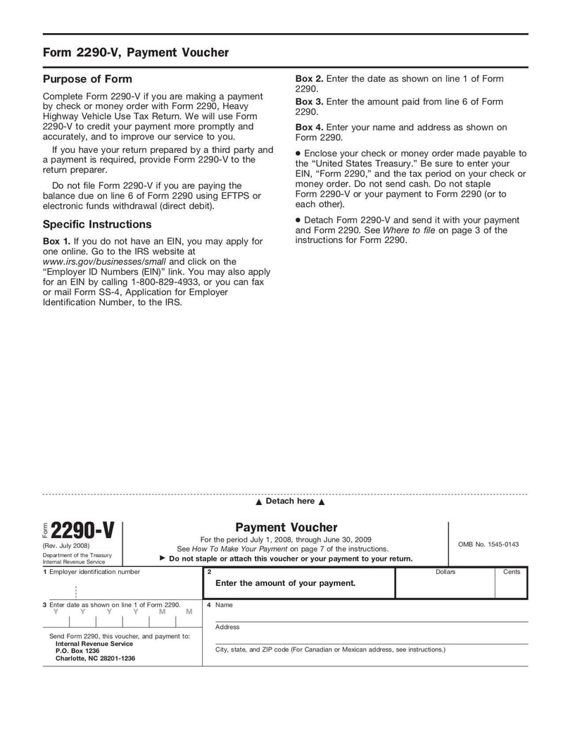 Large thumbnail of Form 2290 - Jul 2008