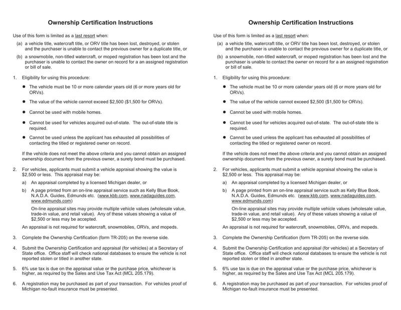 Large thumbnail of Form TR-205 (2013)