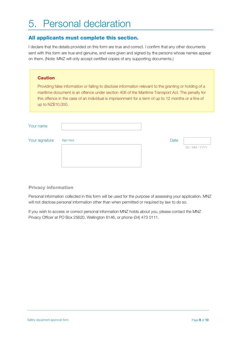 Large thumbnail of Safety Equipment Approval Form - Jul 2019