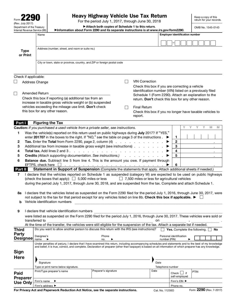 Large thumbnail of Form 2290 - Jul 2017