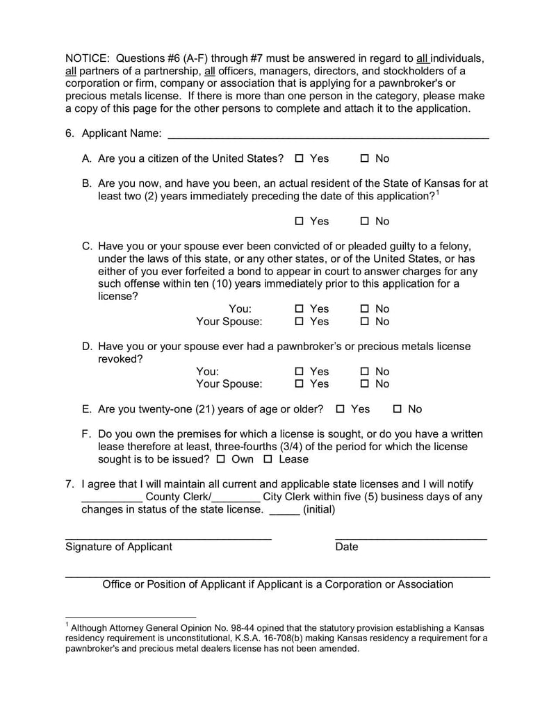 Large thumbnail of Application for Pawnbroker's or Precious Metal Dealer's License - Apr 2011