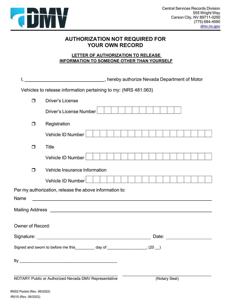 Large thumbnail of Form IR002