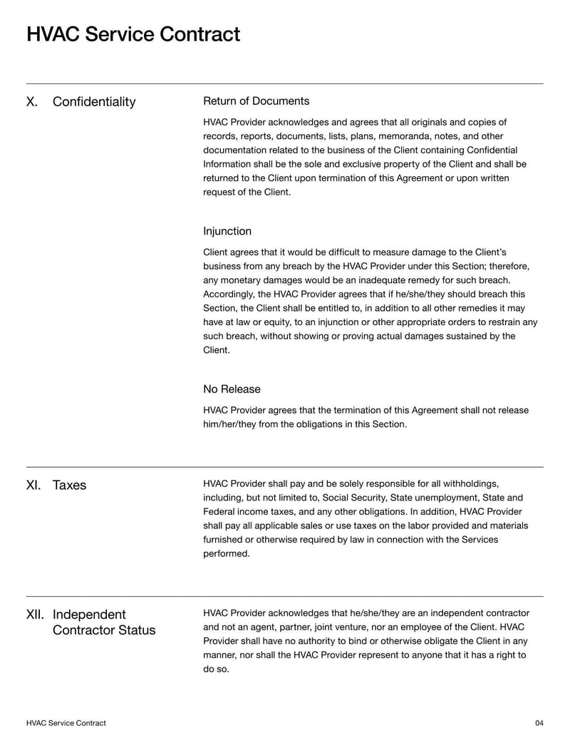 Large thumbnail of HVAC Service Contract Template