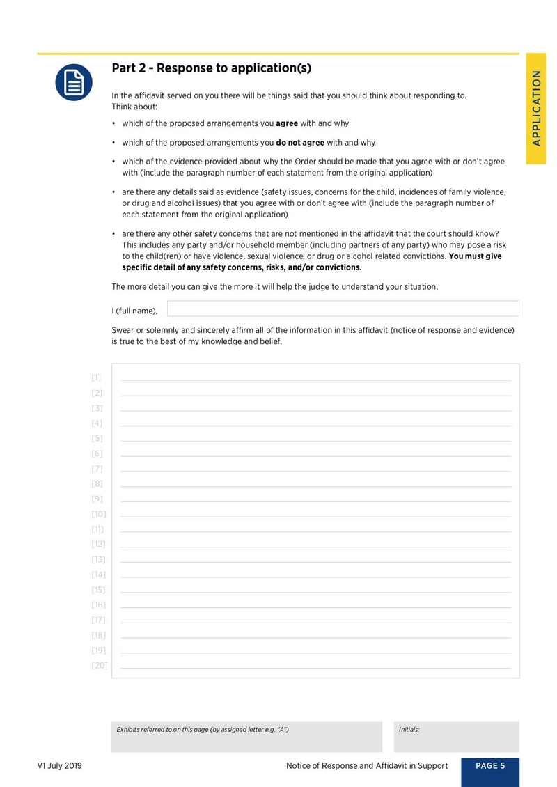 Large thumbnail of Notice of Response and Affidavit in Support Form - Oct 2019