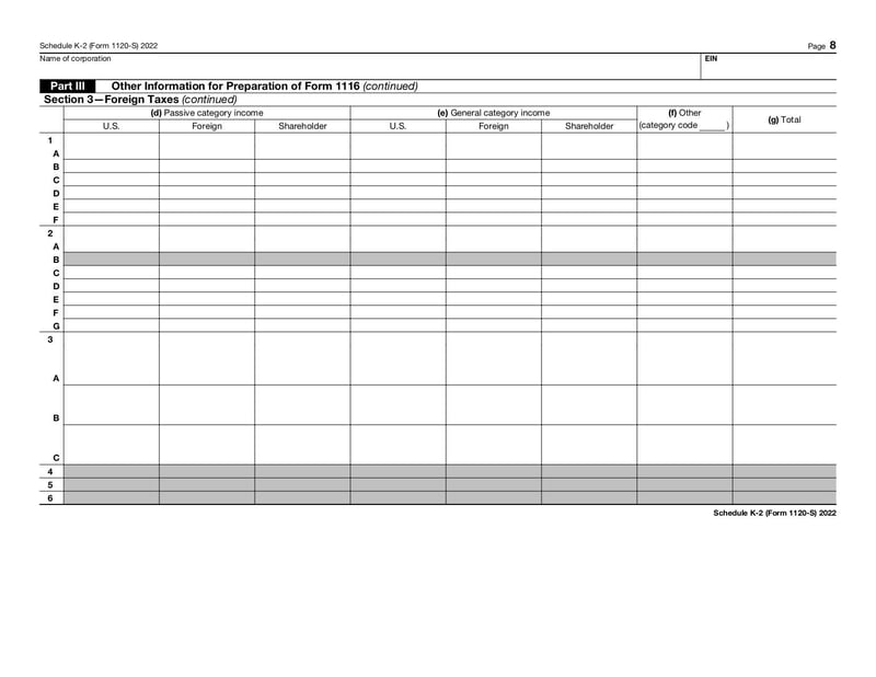 Large thumbnail of Form 1120-S Schedule K-2 - Jan 2022