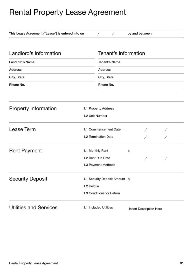 Large thumbnail of Rental Property Lease Agreement