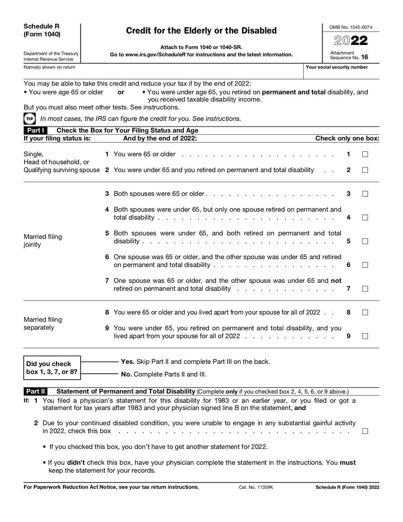 Large thumbnail of Schedule R (Form 1040) - Jan 2022