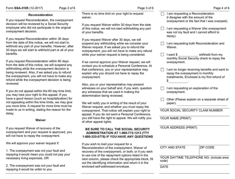 Large thumbnail of Form SSA-3105 - Feb 2018
