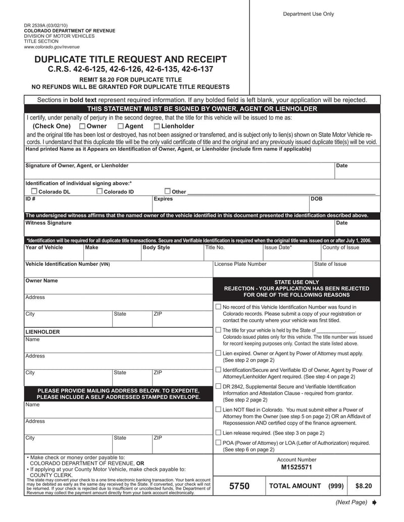 Large thumbnail of Form DR 2539A