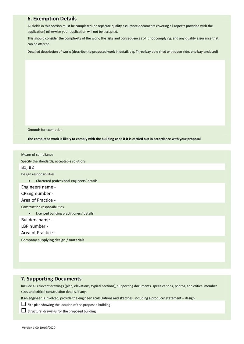 Large thumbnail of Application for Discretionary Exemption from Building Consent - Sep 2020