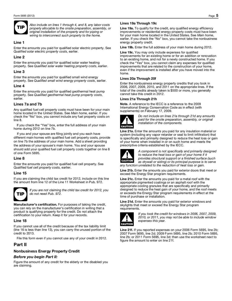 Large thumbnail of Form 5695 - Jan 2013