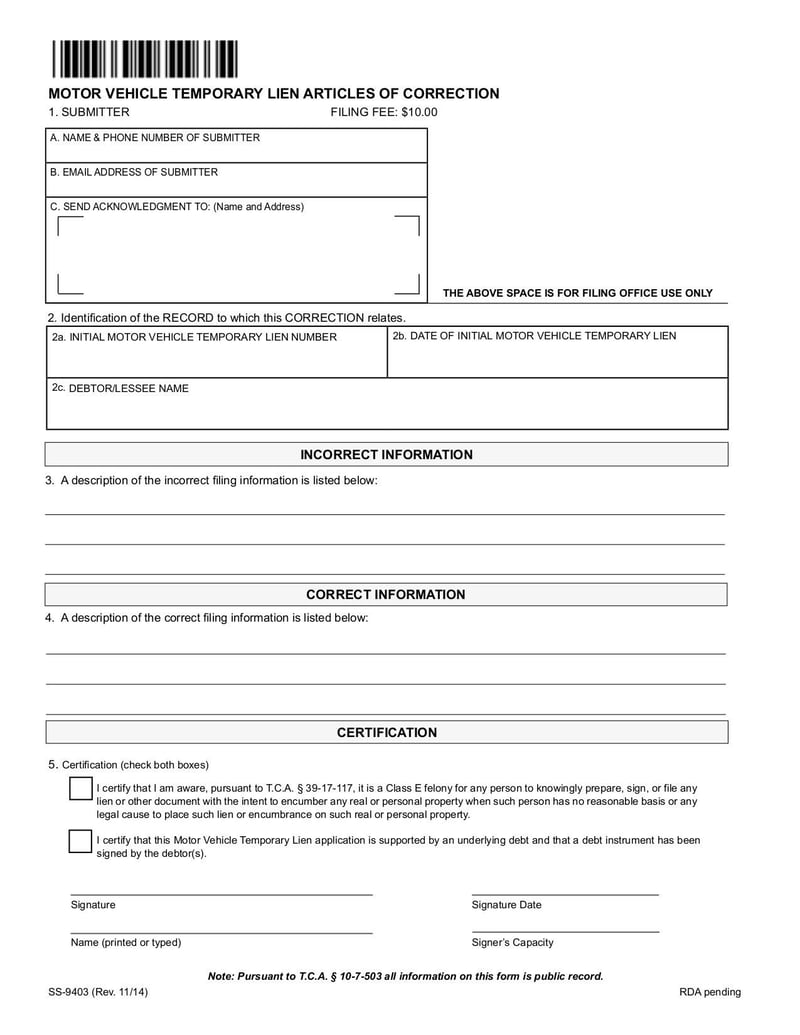 Large thumbnail of Form SS-9403 - Sep 2014