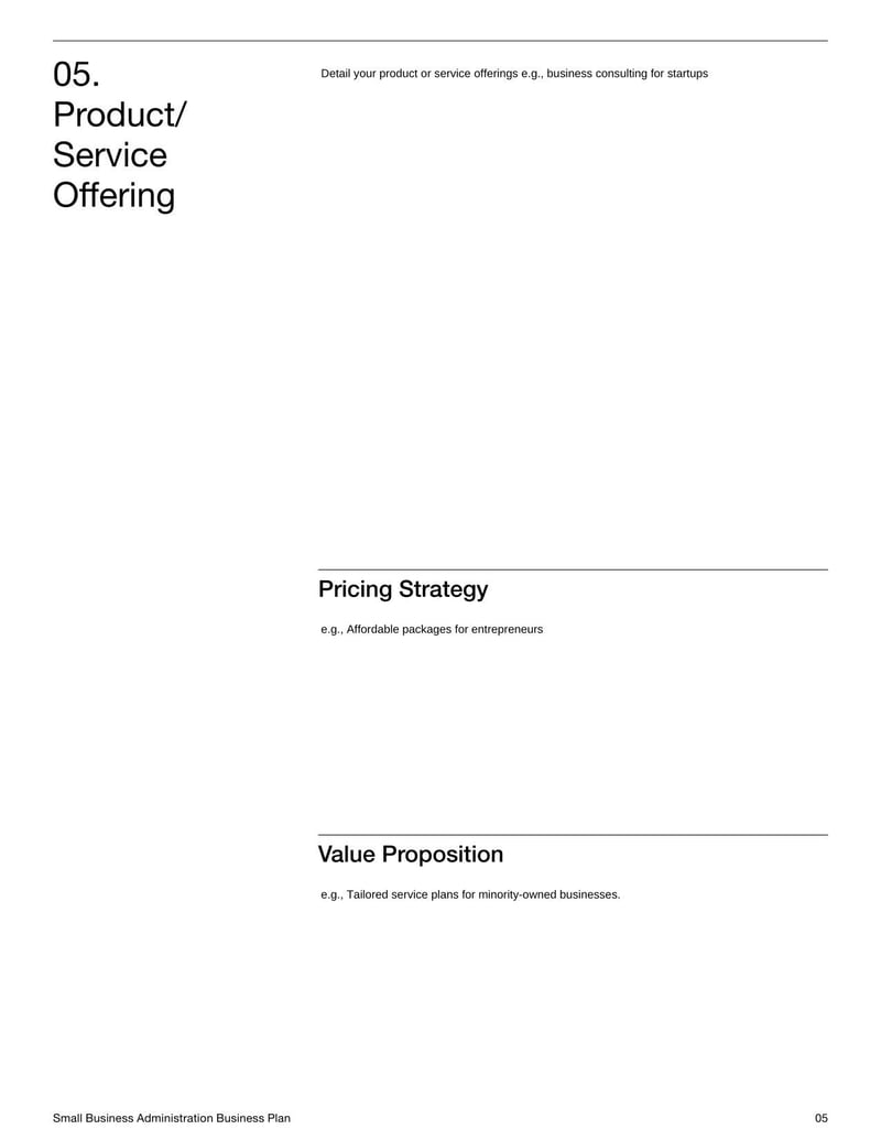 Small Business Administration Business Plan for applying for SBA loans and laying out a small business structure