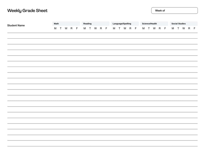Large thumbnail of Weekly Grade Template