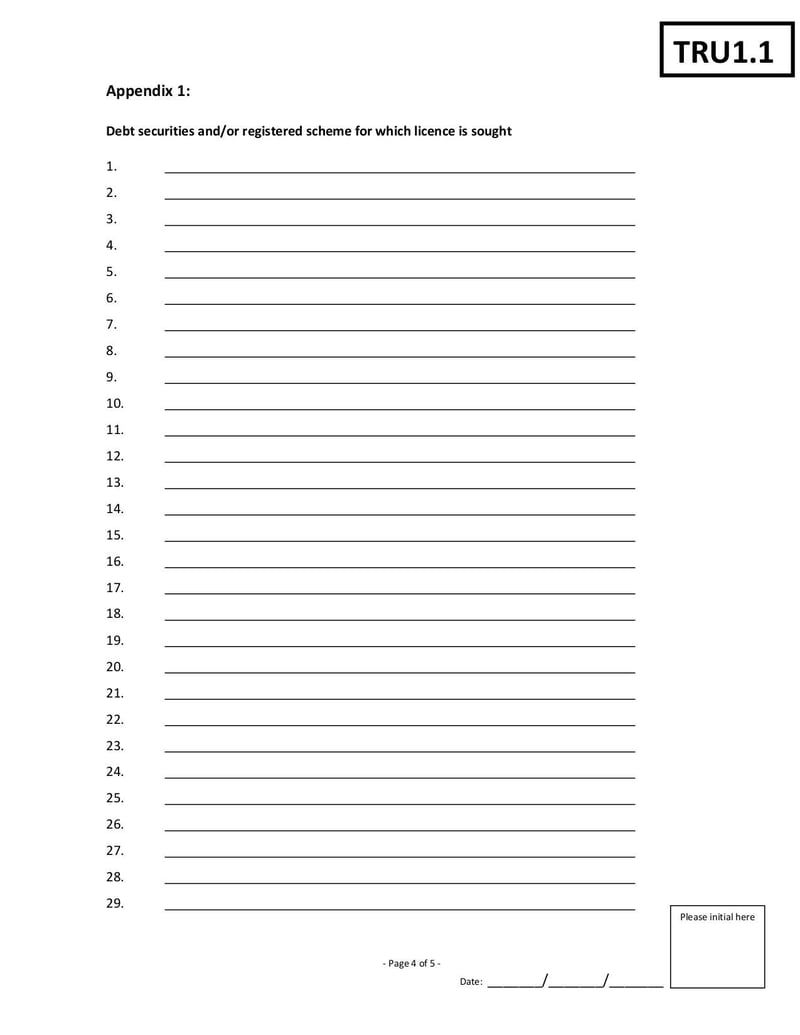 Large thumbnail of TRU 11 Application Form for Financial Markets Supervisors Licensing - Jan 2021