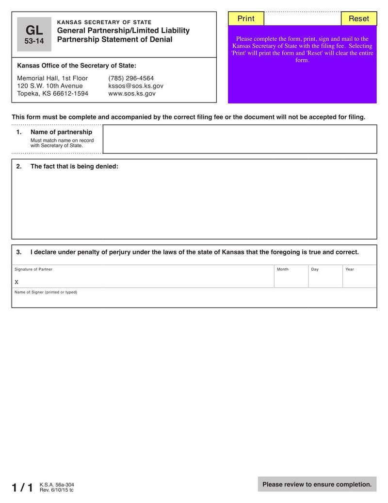 Large thumbnail of Form GL 53-14