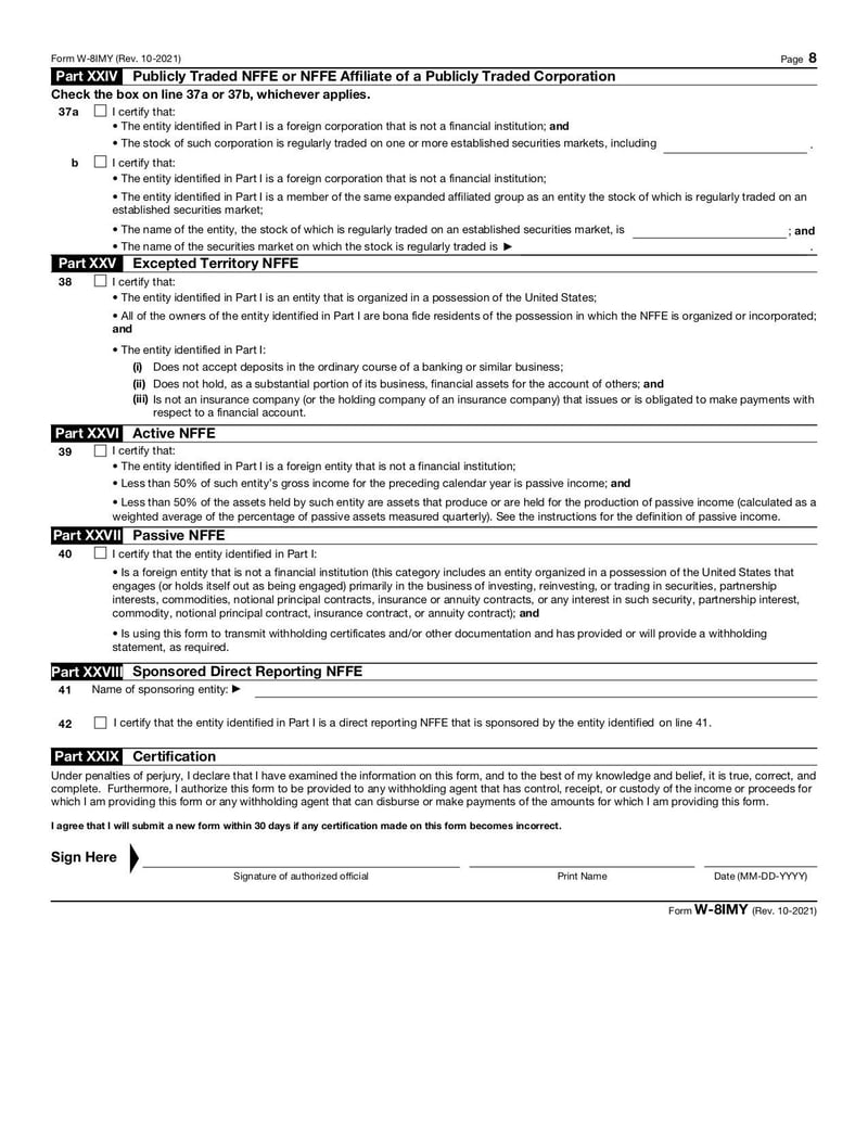 Large thumbnail of Form W-8 IMY - Nov 2021