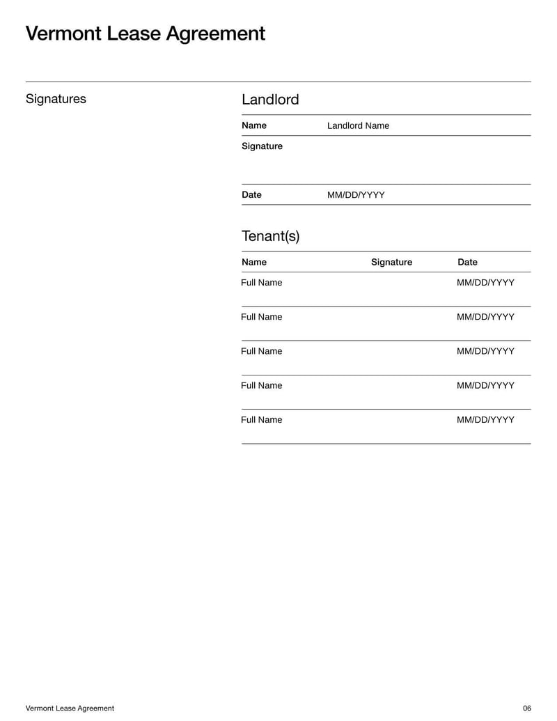 Large thumbnail of Vermont Lease Agreement Template