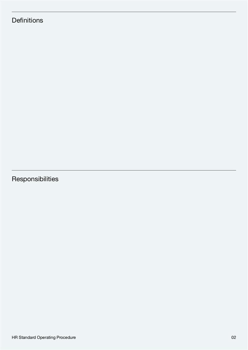 HR Standard Operating Procedure Template for establishing employee policies and procedures