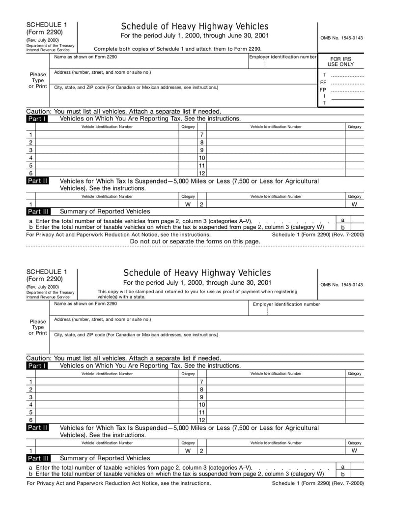 Large thumbnail of Form 2290 - Jul 2000