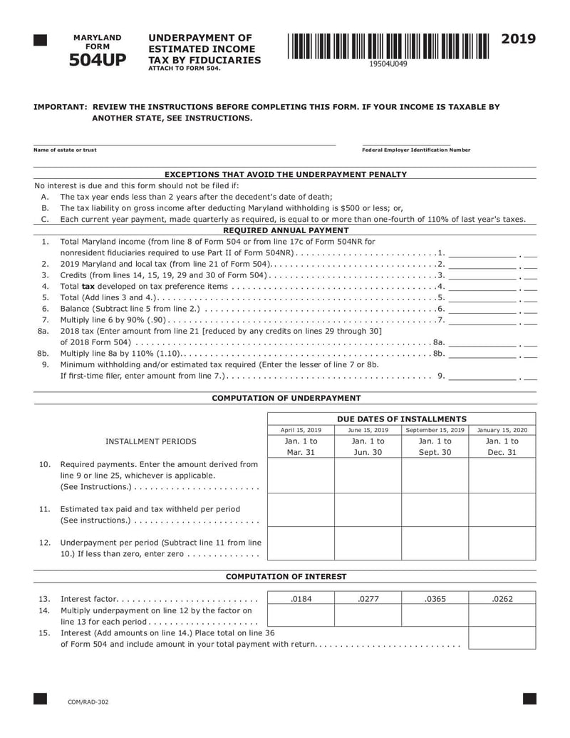 Large thumbnail of Form 504UP - Feb 2020